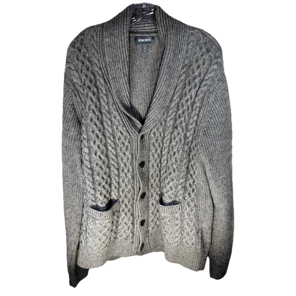 Bonobos Other - Bonobos Sweater Mens XL Slim Gray Wool Cashmere Button Up Shawl Cardigan Grandpa